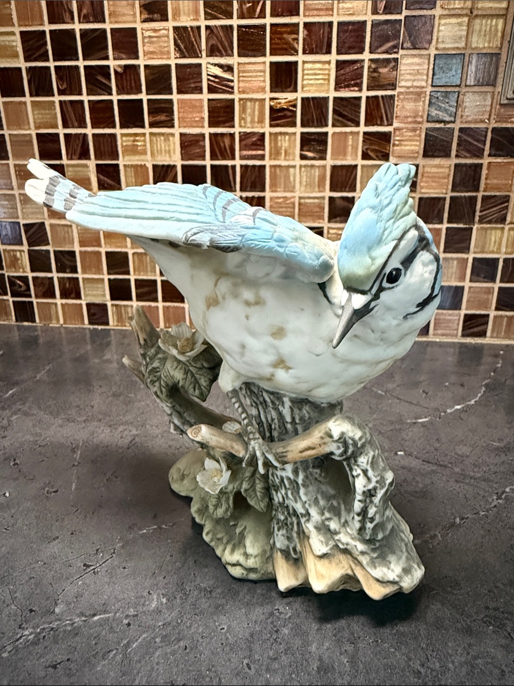 Homco Blue and White Ceramic Blue Jay Figurine